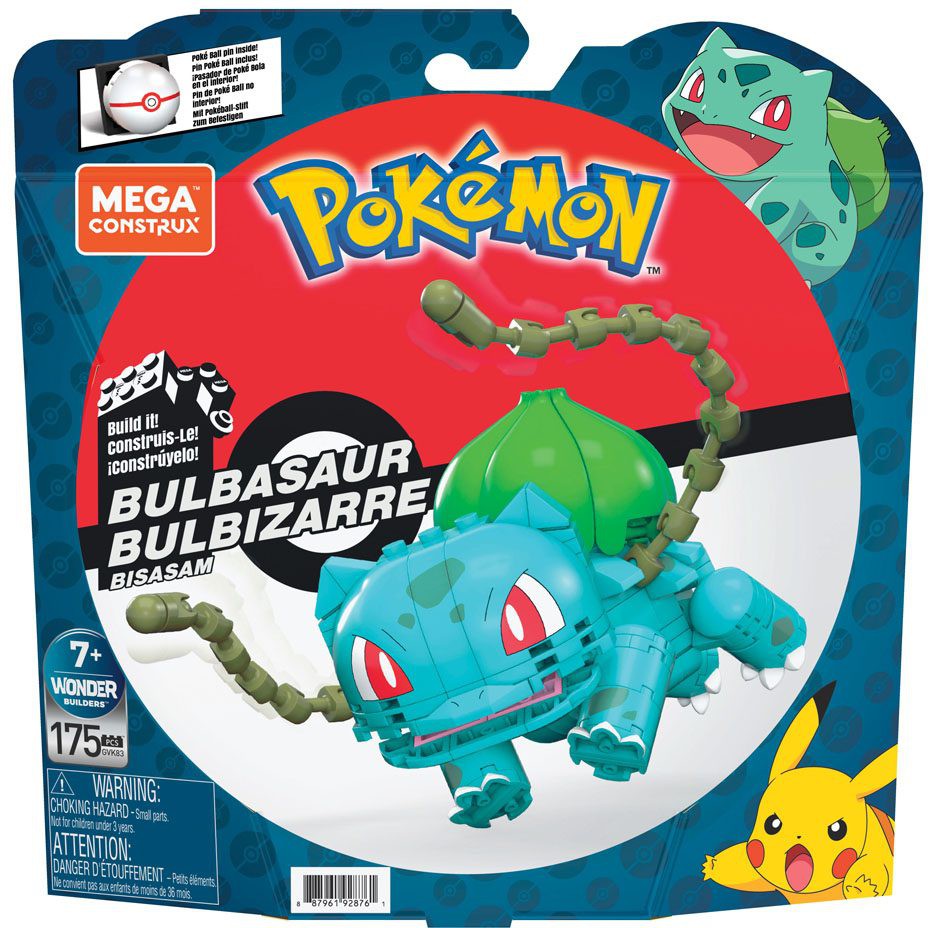 Mega Construx- Pok/émon Bulbasaur Pok/é Ball y Figura para Construir Multicolor 30 Piezas Mattel GVK61