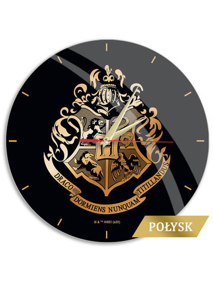 Harry Potter - Hogwarts Logo Black Väggklocka