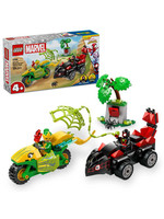 Lego Spidey Spins och Electros jakt med dinosauriefordon 11198