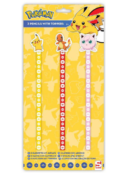 Pokemon - Pencil with Topper 3-Pack