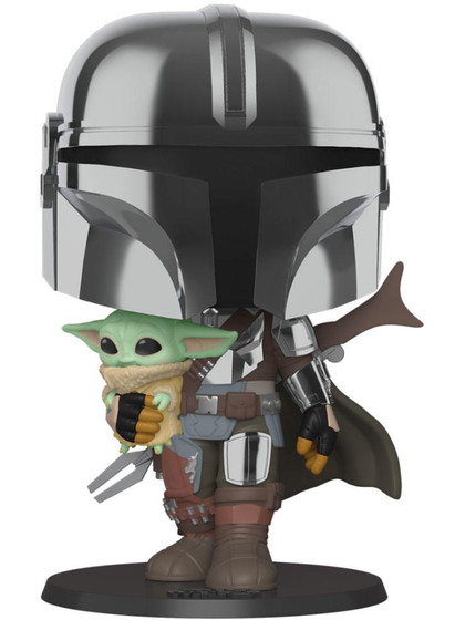 Super Sized Funko POP! Star Wars: The Mandalorian - Mandalorian Holding The Child