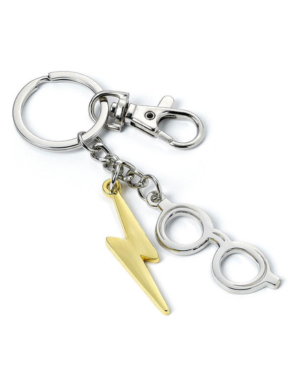 Harry Potter - Lightning Bolt & Glasses Keychain (silver plated)