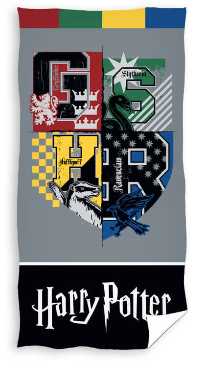 Läs mer om Harry Potter - Hogwarts Crest Houses Towel - 70 x 140 cm