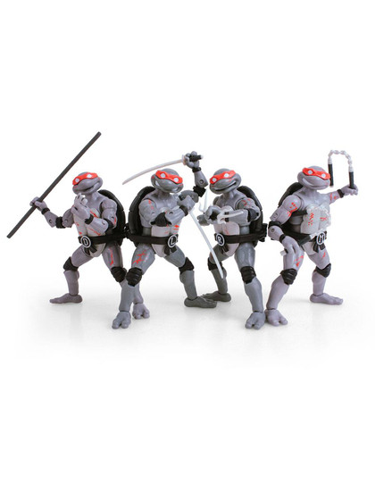 Turtles - Battle Damaged Turtles (Black & White) 4-Pack - BST AXN