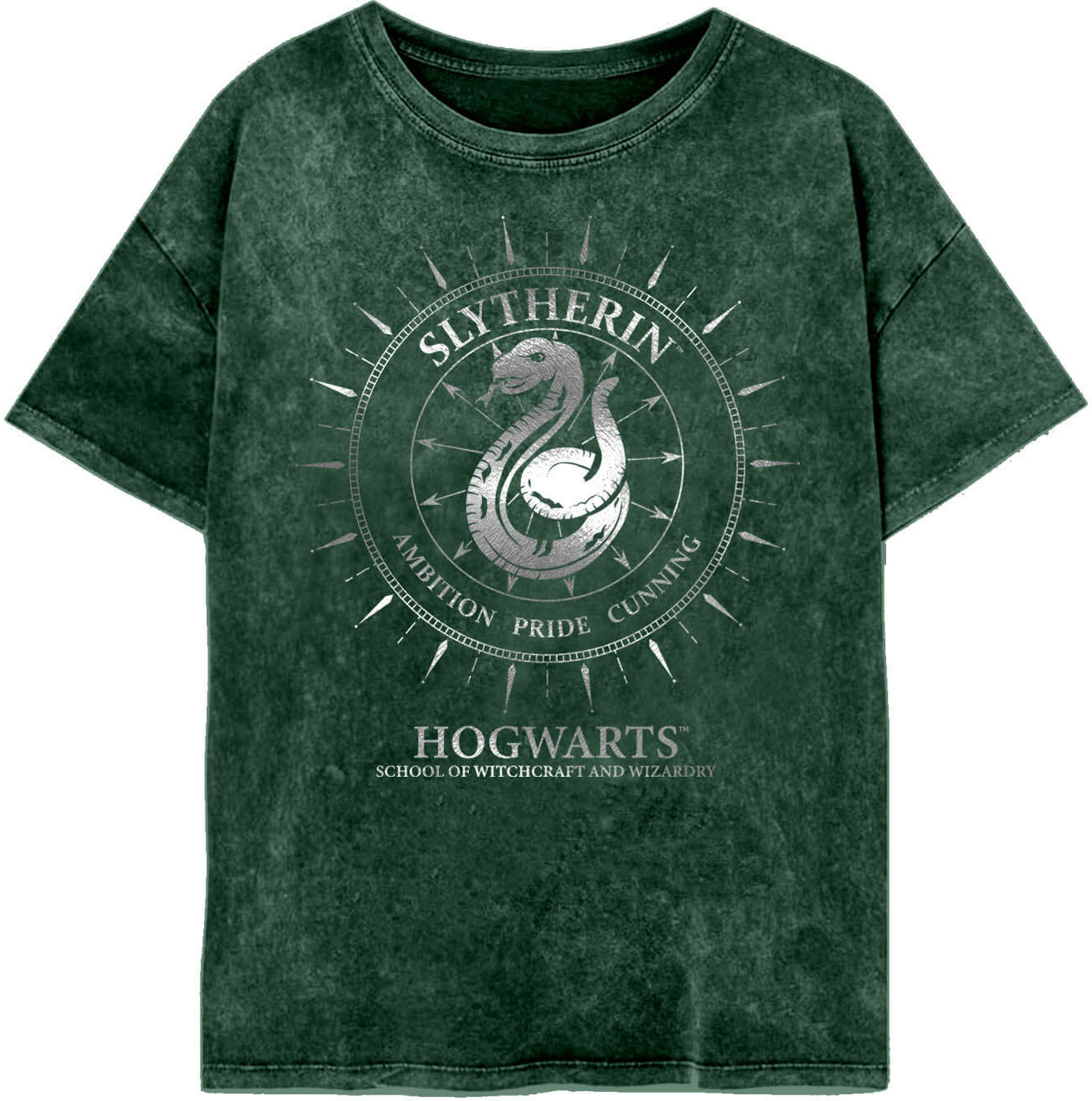 Läs mer om Harry Potter - Slytherin Constellations Womens Acid Wash T-Shirt