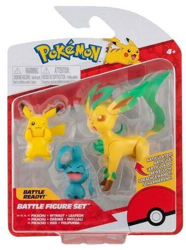 Pokémon - Battle Mini Figures Pikachu, Wynaut & Leafeon
