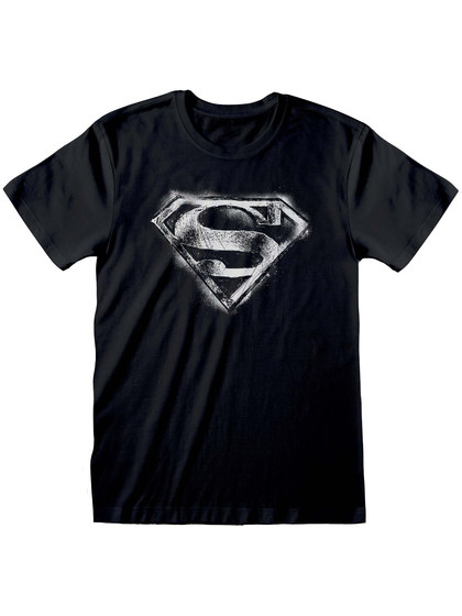 Superman - Black & White Distressed Logo T-Shirt