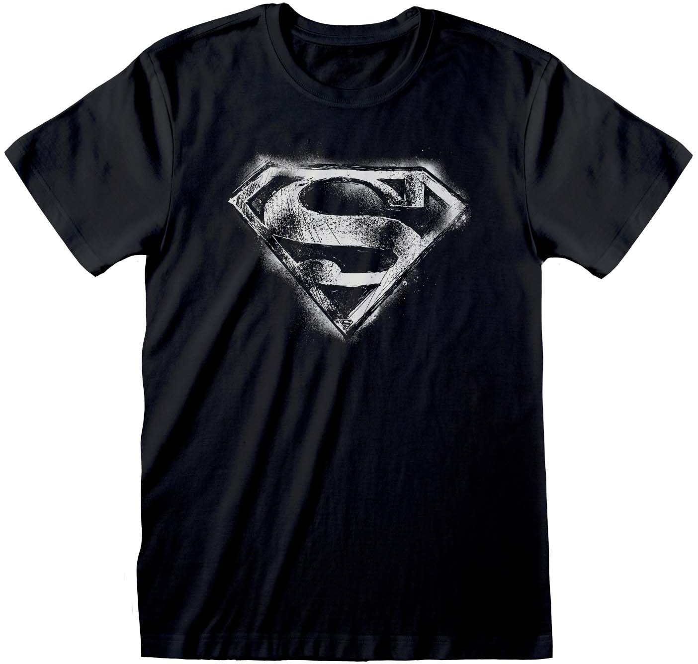 Superman - Black & White Distressed Logo T-Shirt