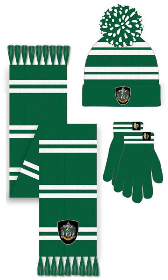 Läs mer om Harry Potter - Beanie & Scarf Set House Slytherin - 165 cm