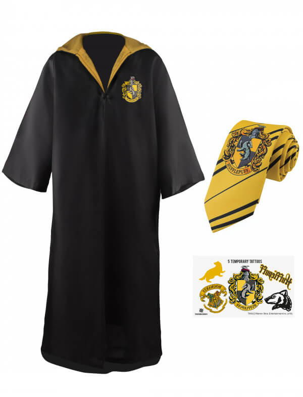 Läs mer om Harry Potter - Robe, Necktie & Tattoo Set Hufflepuff