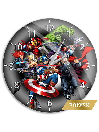 Marvel - Avengers Black Glossy Väggklocka