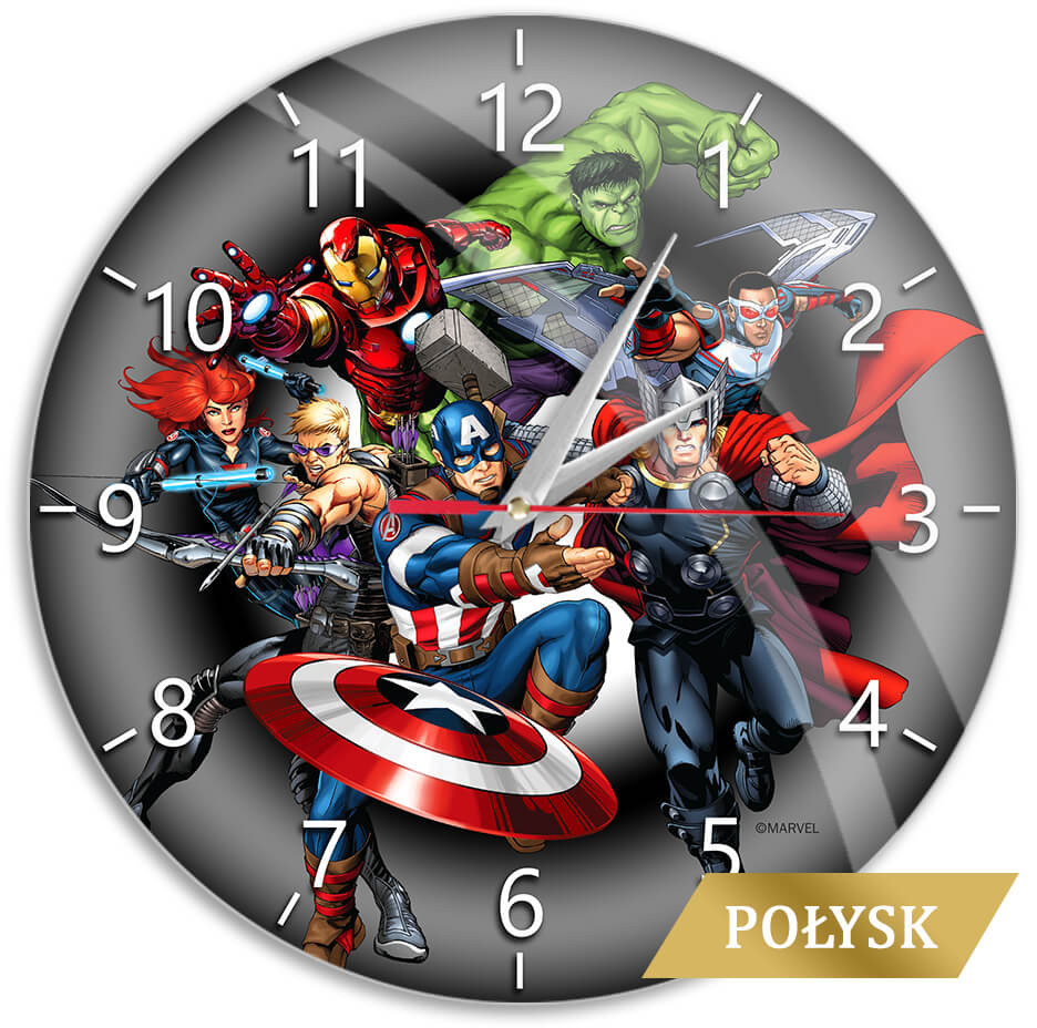 Marvel - Avengers Black Glossy Väggklocka