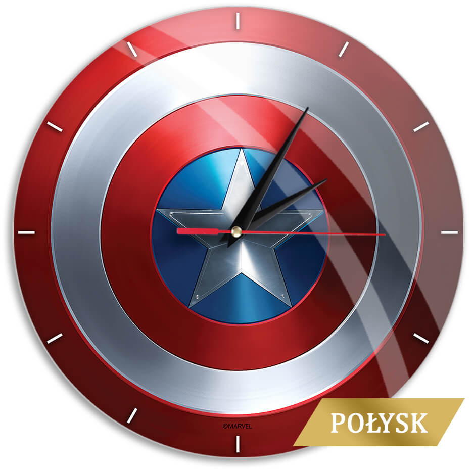 Läs mer om Marvel - Captain America Shield Glossy Väggklocka