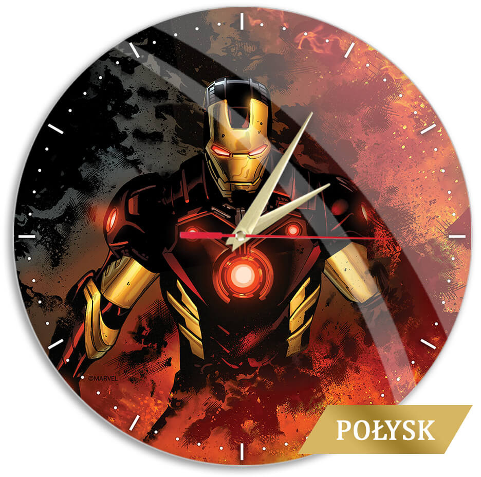Läs mer om Marvel - Iron Man Fire Glossy Väggklocka