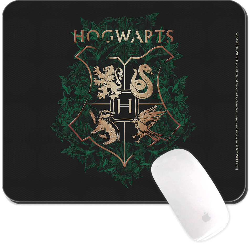 Läs mer om Harry Potter - Hogwart Logo Black Musmatta