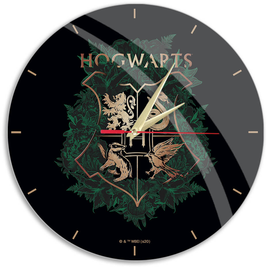 Läs mer om Harry Potter - Hogwarts Black and Green Glossy Väggklocka