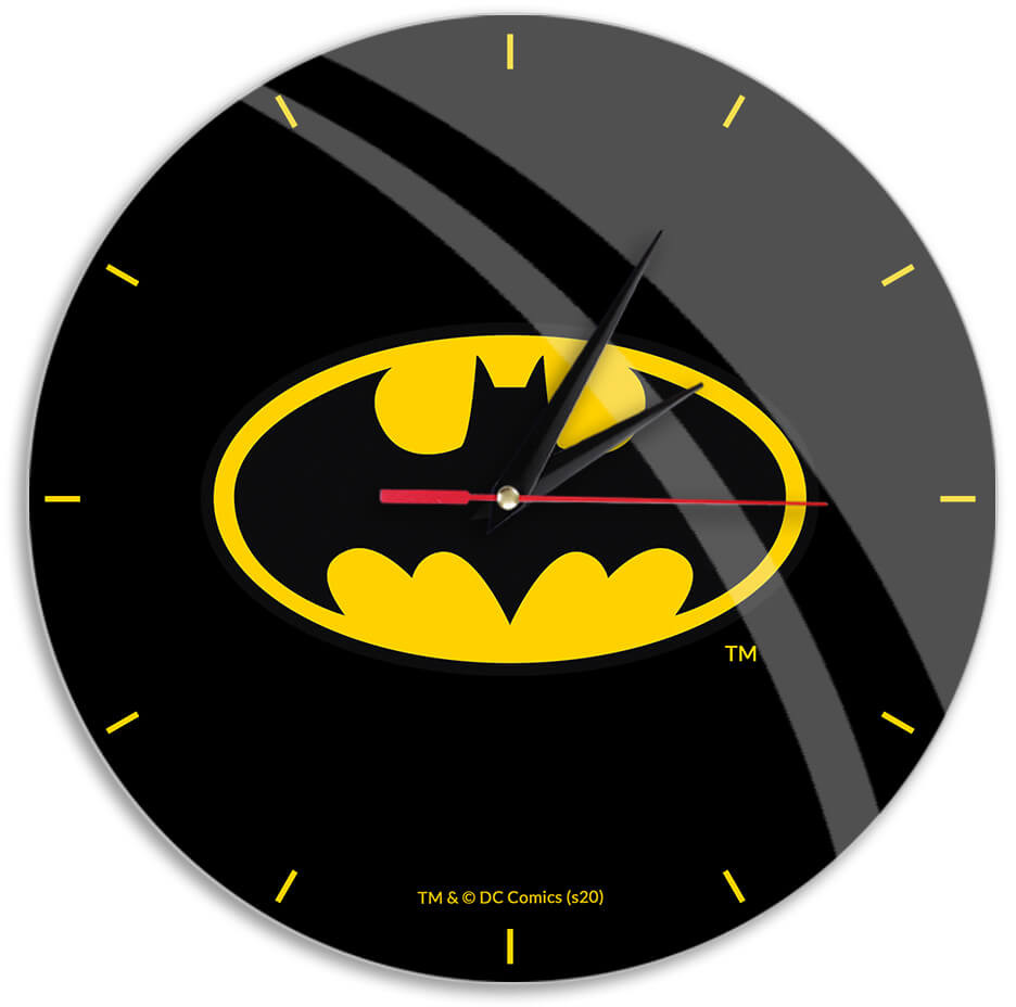 DC Comic - Batman Logo Black Glossy Väggklocka