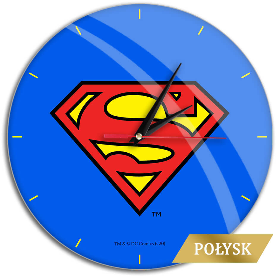 DC Comic - Superman Logo Blue Glossy Väggklocka