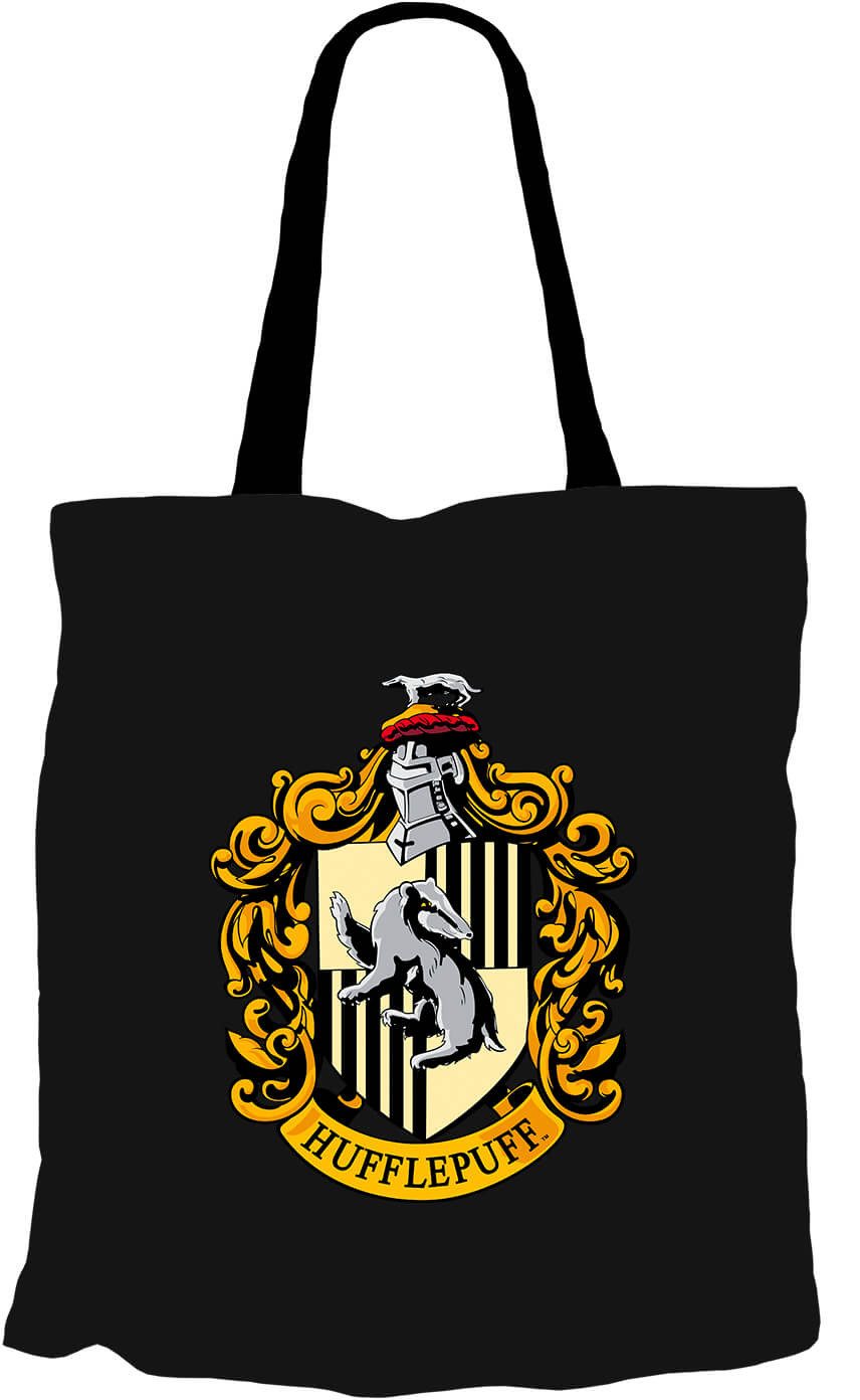 Harry Potter - Hufflepuff Logo Black Tygpåse