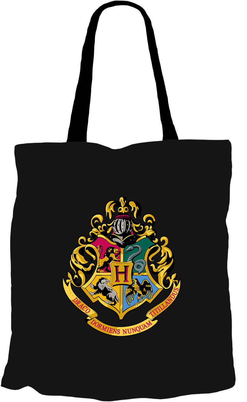 Läs mer om Harry Potter - Hogwarts Logo Black Tygpåse